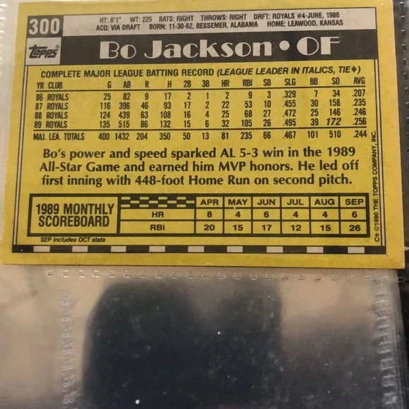 BO Jackson baseball card - Picture 2 of 2